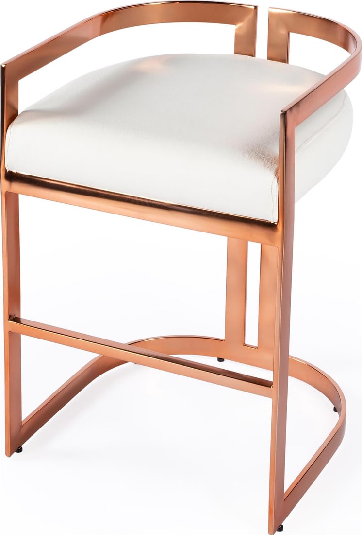 Butler Clarence Counter Stool Rose Gold Finish Brass Iron: Butler Clarence Counter Stool Rose Gold Finish Brass Iron Introducing the Clarence Stool, a perfect blend of sleek design and modern style, ideal for counter seating. This stool features a stunning ro