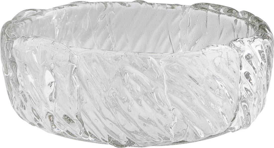 Cyan Mid-Century Modern Glass Centerpiece 7H x 15.75W x 15.75L: Cyan Mid-Century Modern Glass Centerpiece 7H x 15.75W x 15.75L Elevate your home decor with this stunning Glass Centerpiece, inspired by Mid-Century Modern design. This exquisite piece features a clea