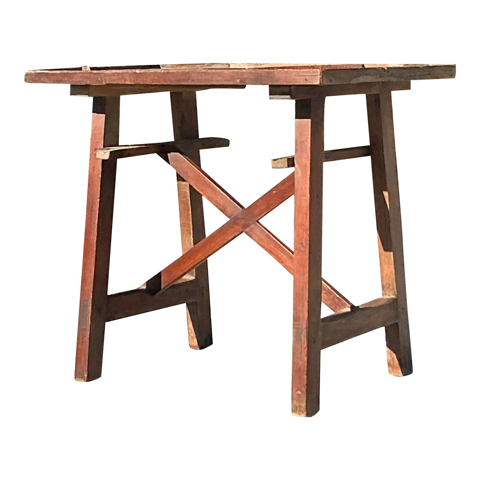 Early 20th Century Vintage Boho Primitive Wood Side Table: Early 20th Century Vintage Boho Primitive Wood Side Table Enhance your living space with this Early 20th Century Vintage Boho Primitive Side Table. Handcrafted to showcase a raw, organic aesthetic, it