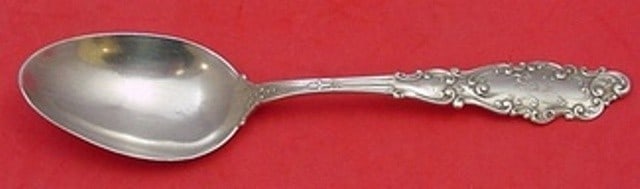 Gorham Luxembourg Sterling Silver Serving Spoon 8.25 Inch Monogrammed: Gorham Luxembourg Sterling Silver Serving Spoon 8.25 Inch Monogrammed This exquisite serving spoon is part of the Luxembourg pattern by Gorham, crafted from high-quality sterling silver. Measuring 8 1