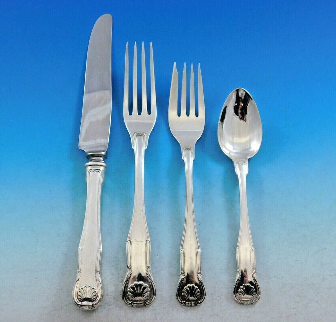 Kirk Stieff King Sterling Silver Flatware Set 48 Pieces Shell Design: Kirk Stieff King Sterling Silver Flatware Set 48 Pieces Shell Design Discover the elegance of the King by Kirk Stieff Sterling Silver Flatware Set, a stunning collection that exemplifies timeless craf