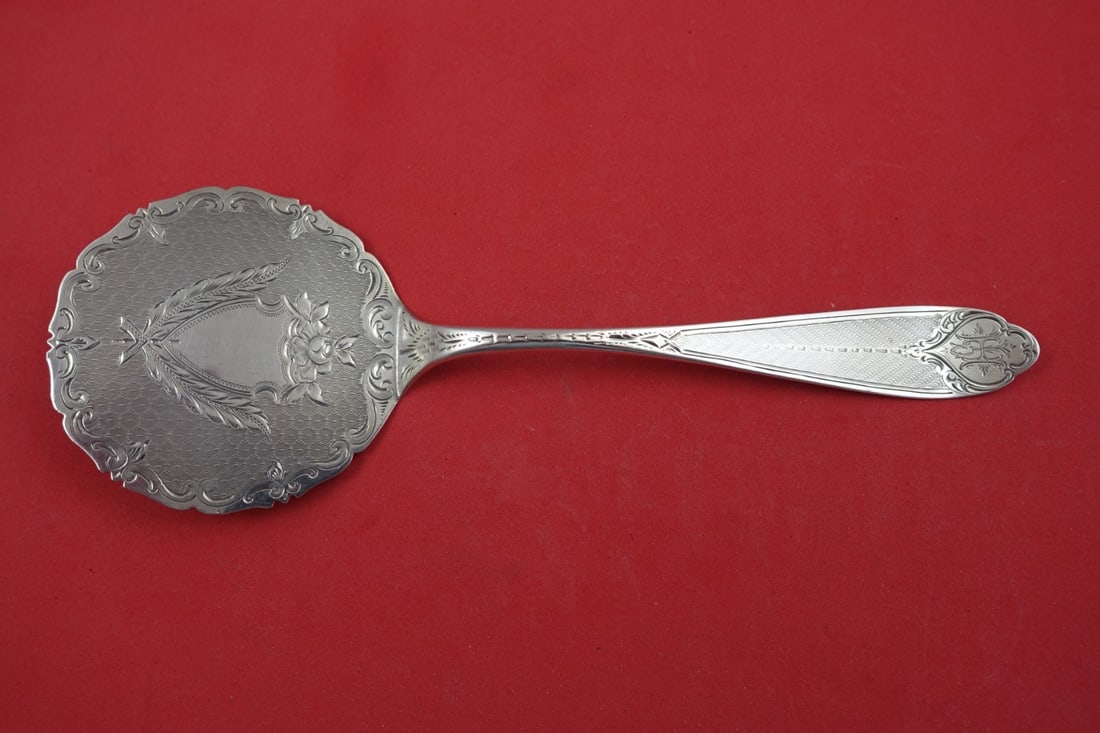 James Watts Coin Silver Buckwheat Server 8.25 Bright Cut (1 of 2)
