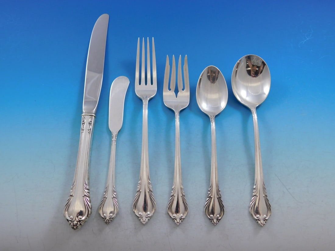 International Silver Grand Recollection 56 Piece Sterling Silver Flatware Set: International Silver Grand Recollection 56 Piece Sterling Silver Flatware Set Elevate your dining experience with the Grand Recollection sterling silver flatware set by International Silver. This exqu