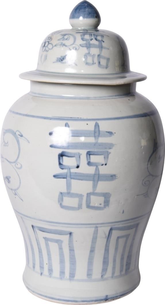 Handcrafted Blue and White Ceramic Temple Jar 19H Asian Antique Style (1 of 3)