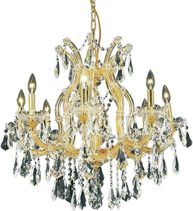 Elegant Lighting Maria Theresa 9-Light Bowl Chandelier Gold Finish: Elegant Lighting Maria Theresa 9-Light Bowl Chandelier Gold Finish Illuminate your space with this exquisite Gold Finish Vintage Style Maria Theresa Chandelier, crafted in a stunning Baroque style. Th