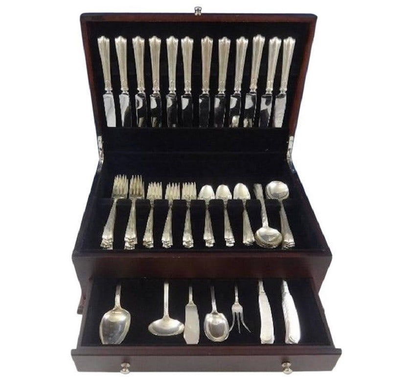 Lunt American Directoire Sterling Silver Flatware Set 77 pcs for 12 with Storage Chest (1 of 8)