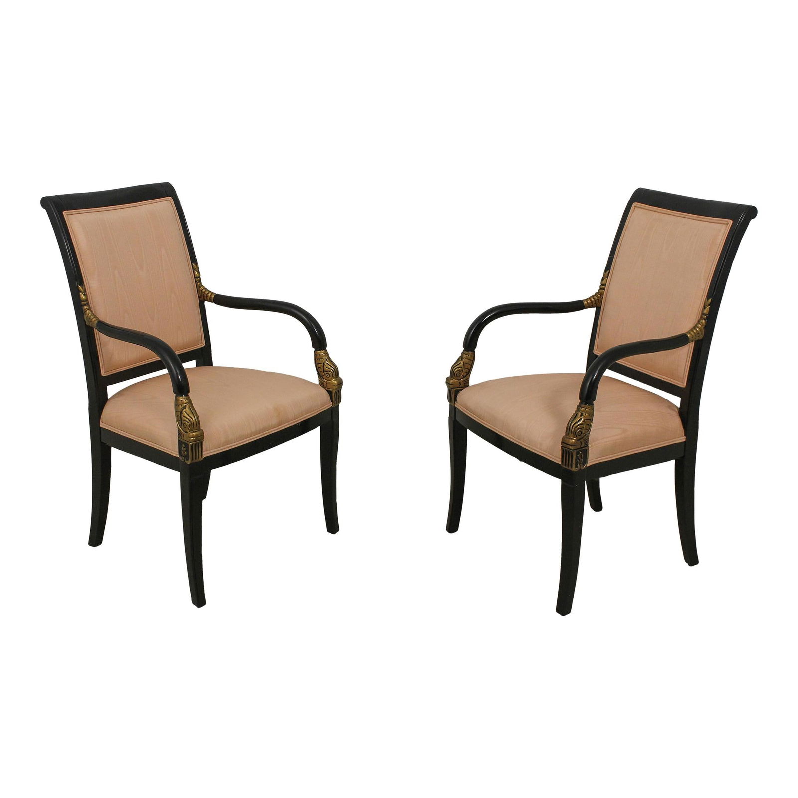 Exquisite Regency Style Black Gold Dolphin Armchairs Pair (1 of 10)