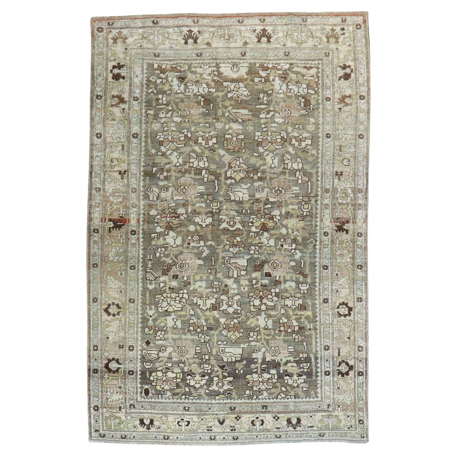 Antique Persian Bidjar Accent Rug 53 x 80 Hand-Knotted Wool: Antique Persian Bidjar Accent Rug 53 x 80 Hand-Knotted Wool Discover the exquisite beauty of the Zabihi Collection Antique Persian Bidjar Accent Rug. This remarkable piece showcases a stunning America