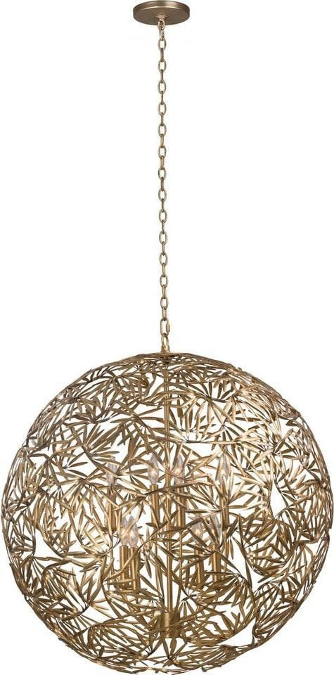 Kalco Jardin 32 Inch Oxidized Gold Leaf Pendant Light: Kalco Jardin 32 Inch Oxidized Gold Leaf Pendant Light Illuminate your space with this stunning oxidized leaf inspired pendant light, featuring a beautiful oxidized gold leaf finish. This elegant fixtu