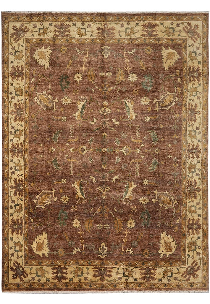 9 x 12 Handmade Turkish Oushak Wool Rug Brown Beige Accents 108 x 144 in (1 of 11)