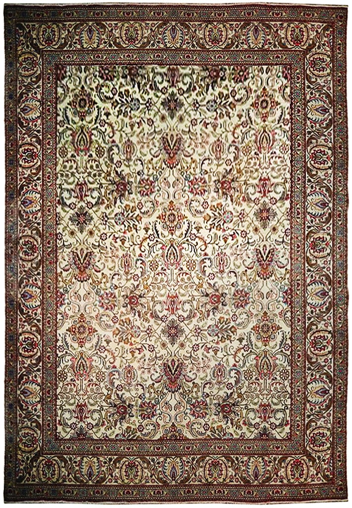 10' x 13' Semi Antique Persian Tabriz Handmade Wool Rug: 10' x 13' Semi Antique Persian Tabriz Handmade Wool Rug Free continental US Shipping Introducing the 10' x 13' Semi Antique Persian Tabriz Rug, a captivating piece that merges historical charm with ex