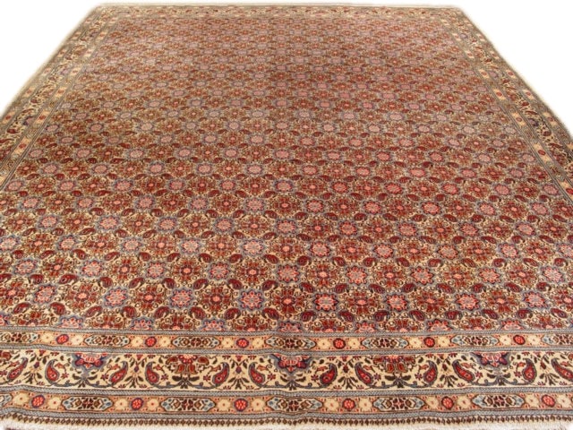 10'3 x 13' Multi-Color Handmade Paisley Bijar Rug from Iran: 10'3 x 13' Multi-Color Handmade Paisley Bijar Rug from Iran Free continental US Shipping Transform your space into a sanctuary of elegance with this stunning 10' 3" x 13' Multi-Color Handmade Paisley