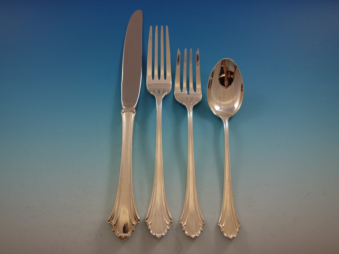 Lunt Delicacy Sterling Silver Flatware Set for 12 - 48 Pieces with Storage Chest: Lunt Delicacy Sterling Silver Flatware Set for 12 - 48 Pieces with Storage Chest Introducing the Delicacy by Lunt Sterling Silver Flatware Set, perfect for elegant dining and entertaining. This exquis