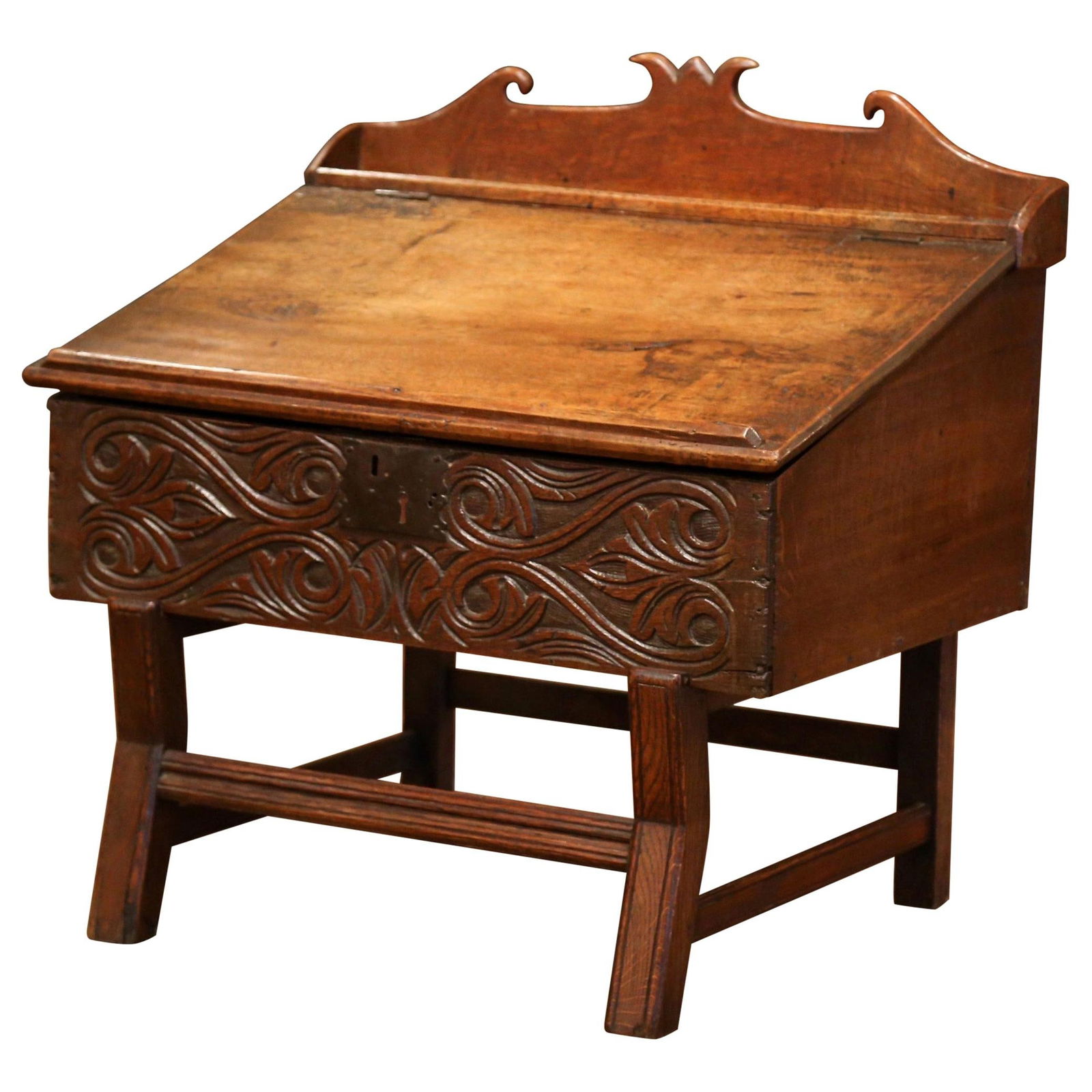 18th Century Louis XIV Hand-Carved Walnut Lectern Desk from France: 18th Century Louis XIV Hand-Carved Walnut Lectern Desk from France Add a touch of French provincial charm to your home with this elegant 18th-century lectern desk. Crafted in France circa 1790, this p