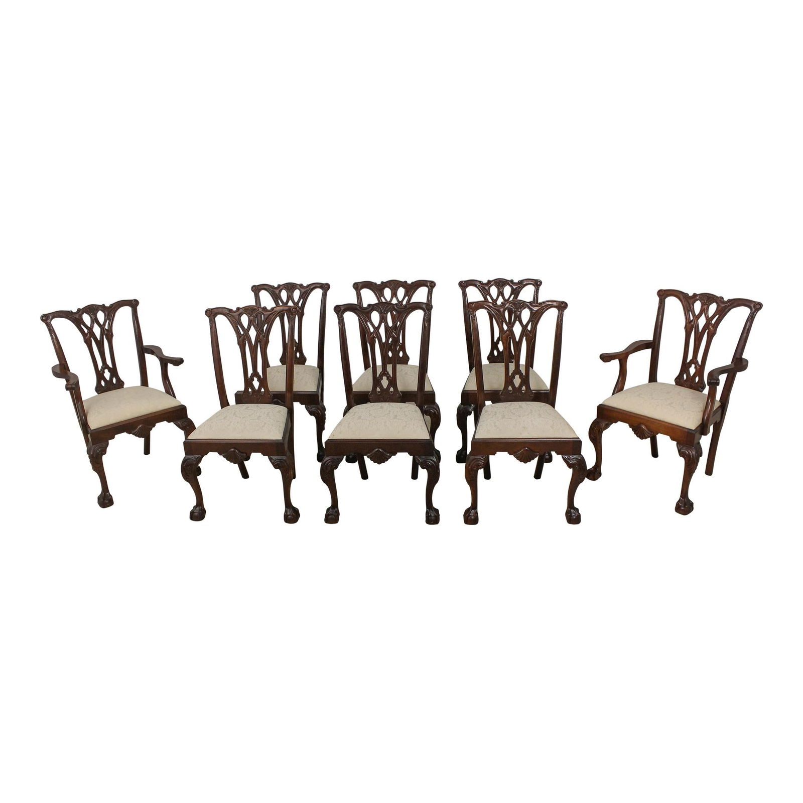Elegant Set of 8 Craftique Chippendale Mahogany Dining Chairs (1 of 10)