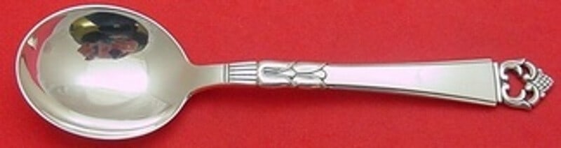Frigast Danish Crown Sterling Silver Large Cream Soup Spoon 7": Frigast Danish Crown Sterling Silver Large Cream Soup Spoon 7" This exquisite cream soup spoon is crafted by Frigast, featuring the elegant Danish Crown pattern. Made of high-quality sterling silver,