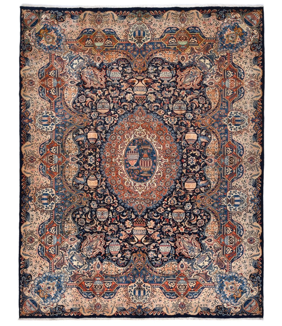Vintage Handmade Pictorial Wool Rug 9'10 x 12'9 Eco-Friendly: Vintage Handmade Pictorial Wool Rug 9'10 x 12'9 Eco-Friendly Enhance your living space with this exquisite vintage Oriental rug, meticulously handmade and signed. Featuring a captivating pictorial des