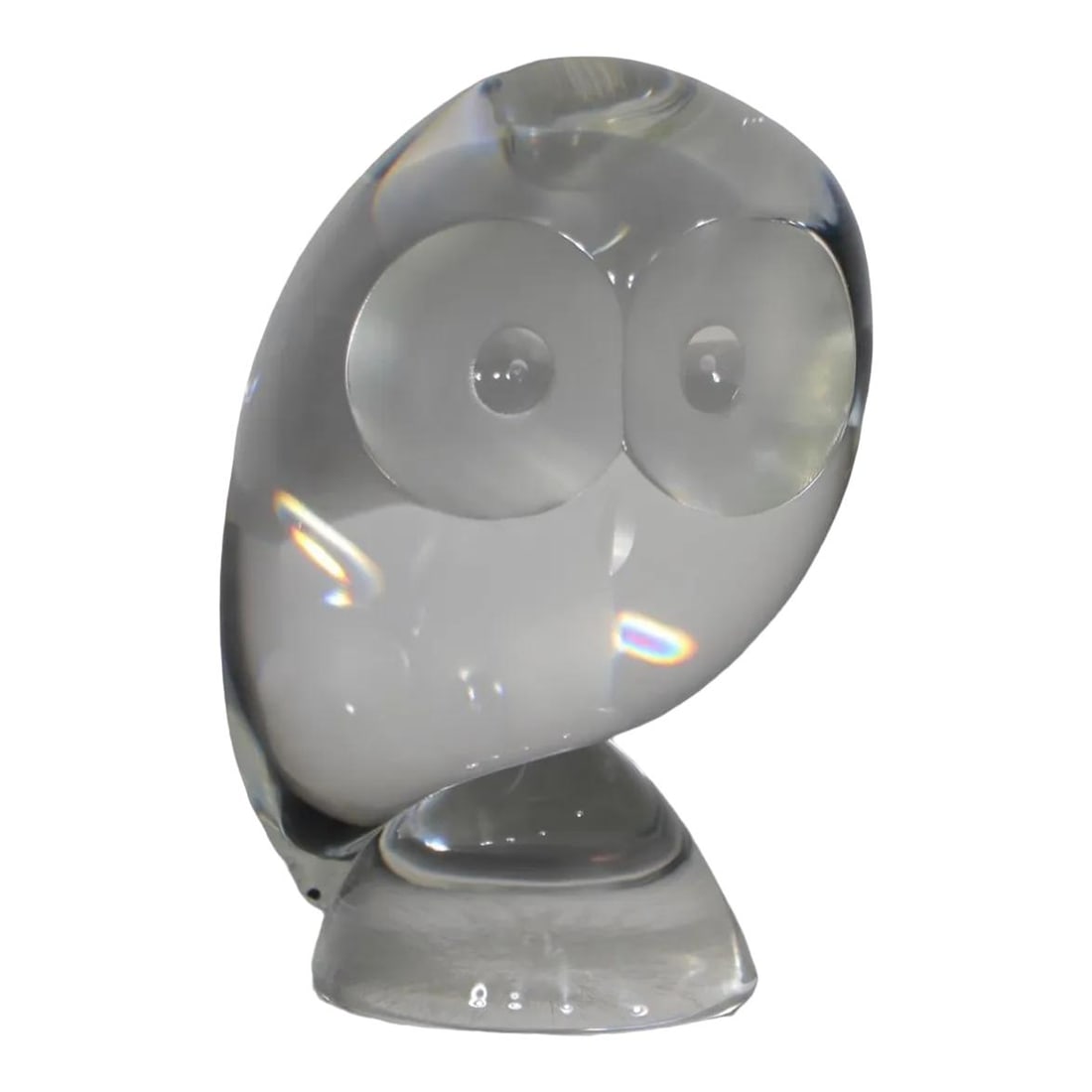 Steuben Crystal Owl Sculpture Designed by Donald Pollard Signed: Steuben Crystal Owl Sculpture Designed by Donald Pollard Signed This exquisite crystal owl figure, created by Steuben and designed by Donald Pollard in 1955, showcases a captivating and timeless desig