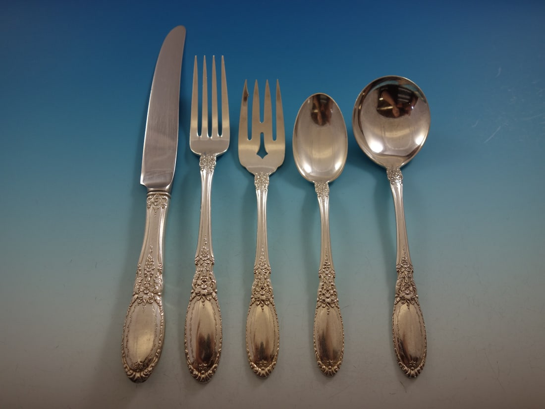 Towle Sterling Silver Old Mirror Flatware Set for 8 - 41 Pieces: Towle Sterling Silver Old Mirror Flatware Set for 8 - 41 Pieces Elevate your dining experience with this exquisite Towle Old Mirror Sterling Silver Flatware Set, designed for service of 8. This post-1