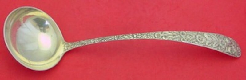 Kirk Repousse Sterling Silver Soup Ladle 13 Inch Exquisite Design: Kirk Repousse Sterling Silver Soup Ladle 13 Inch Exquisite Design This exquisite soup ladle features the elegant Repousse pattern by Kirk, crafted from high-quality sterling silver. Measuring 13 inche