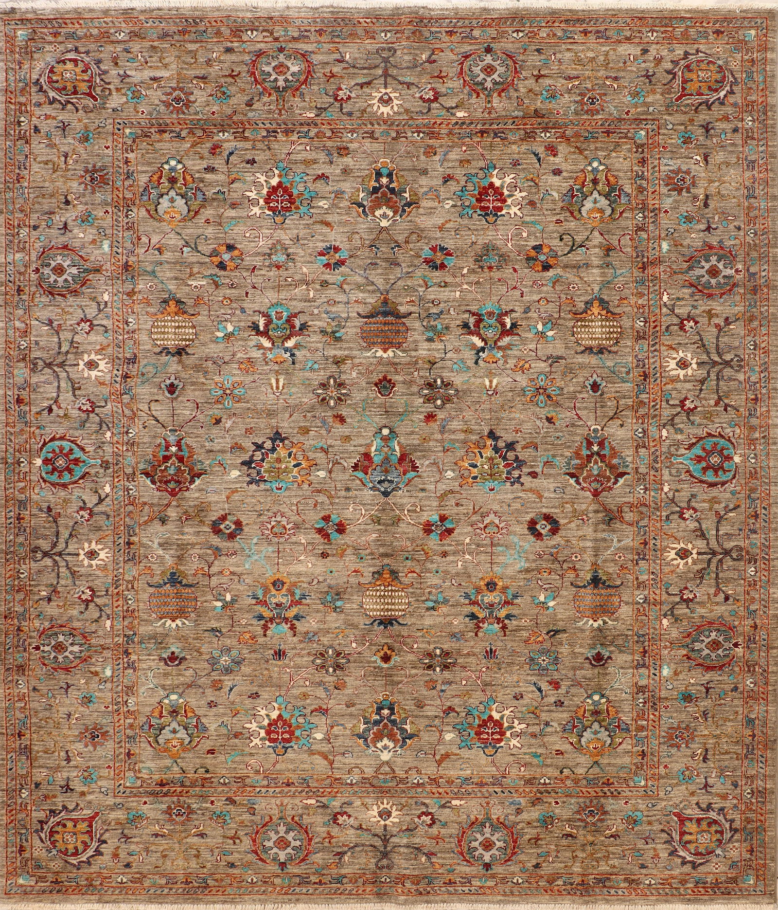 Handmade 8' x 9' Soltani Ziglar Rug Multi-Neutral Fine Ghazni Wool: Handmade 8' x 9' Soltani Ziglar Rug Multi-Neutral Fine Ghazni Wool Free continental US Shipping Enhance your living space with this exquisite 8' x 9' Soltani Ziglar Rug, expertly handcrafted in Pakist