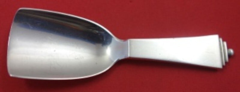 Georg Jensen Pyramid Sterling Silver Tea Caddy Spoon 3 7/8 Inch: Georg Jensen Pyramid Sterling Silver Tea Caddy Spoon 3 7/8 Inch This exquisite tea caddy spoon, crafted by Georg Jensen, features the elegant Pyramid pattern. Made of high-quality sterling silver, it