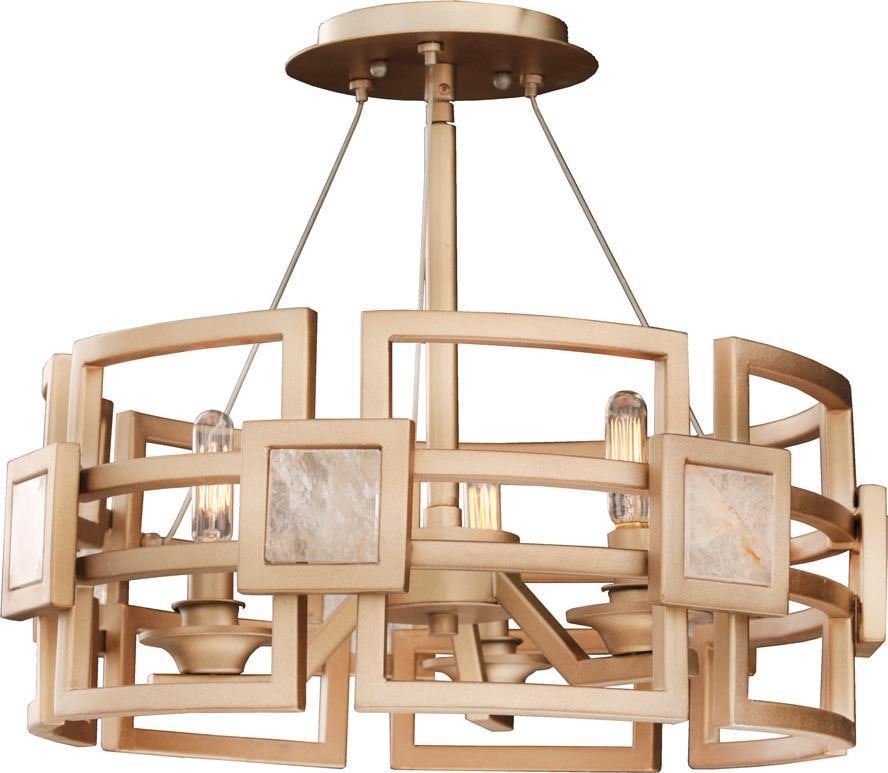 Kalco Art Deco 3-Light Semi Flush Mount Ceiling Fixture Gold: Kalco Art Deco 3-Light Semi Flush Mount Ceiling Fixture Gold Illuminate your space with this exquisite Art Deco 3-Light Ceiling Fixture, featuring a stunning modern gold finish. Crafted from hand-forg