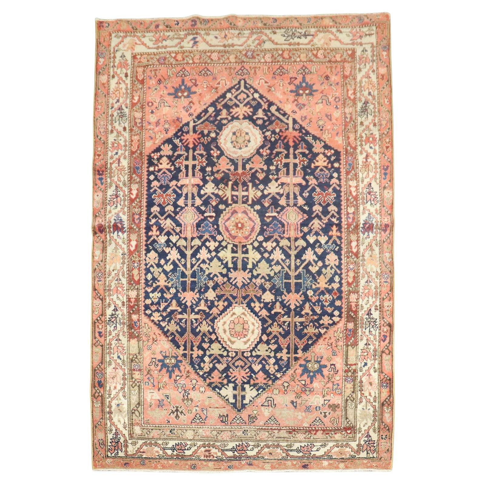 Antique Persian Malayer Tabriz Rug 55 x 79 Hand-Woven Wool: Antique Persian Malayer Tabriz Rug 55 x 79 Hand-Woven Wool Enhance your space with this exquisite Zabihi Collection Persian Malayer accent rug. Hand-woven from high-quality wool, this antique rug exem