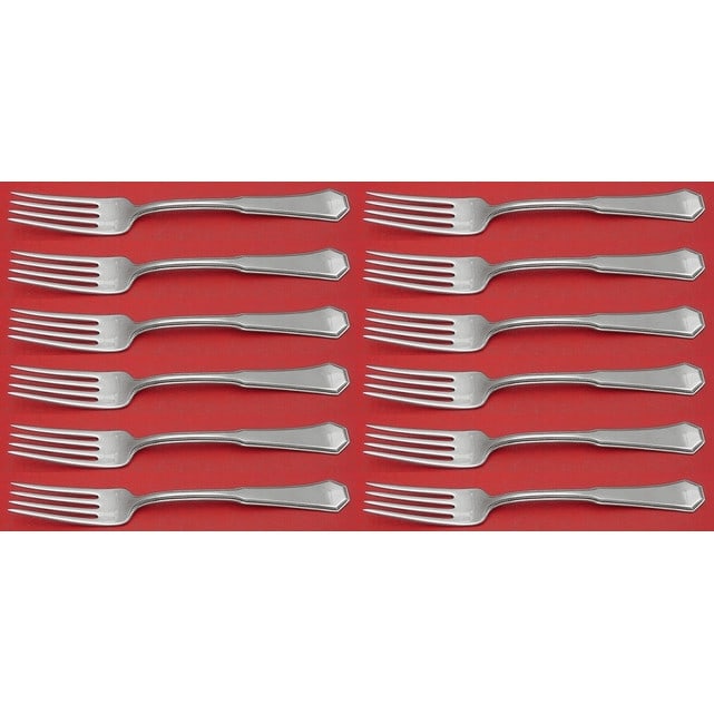 Reed and Barton American Federal Sterling Silver Fork Set 12pc 7.5": Reed and Barton American Federal Sterling Silver Fork Set 12pc 7.5" Enhance your dining experience with this exquisite set of 12 regular forks by Reed and Barton, crafted in the classic American Feder