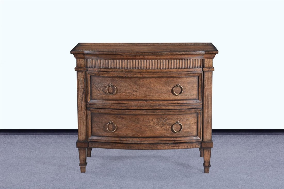 Camelot Nightstand Rustic Pecan Vintage Style 32H 36W 18D: Camelot Nightstand Rustic Pecan Vintage Style 32H 36W 18D Introducing the Timeless Camelot Nightstand, crafted in a beautiful rustic pecan finish that adds a touch of vintage charm to any bedroom. Thi