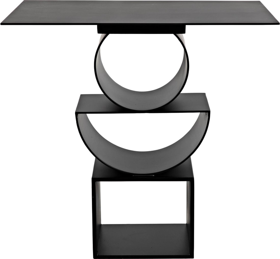 Noir Matte Black Industrial Steel Side Table 24H 25W 16D: Noir Matte Black Industrial Steel Side Table 24H 25W 16D This Durable Matte Black Steel Side Table is designed to complement any decor with its industrial style. Crafted from industrial steel metal, t