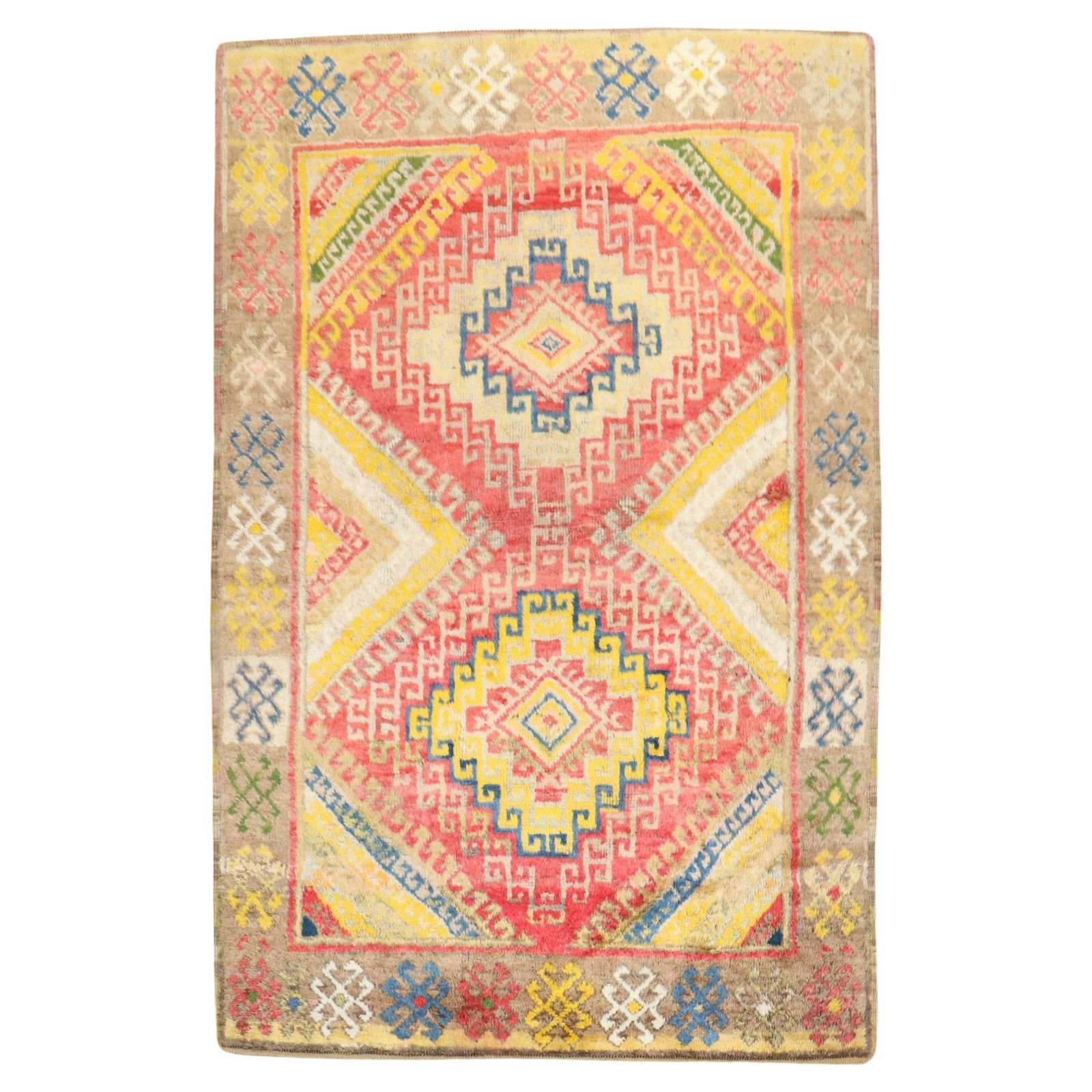 Vintage Turkish Konya Rug Wool Hand-Woven Bohemian Style 4'1 x 6': Vintage Turkish Konya Rug Wool Hand-Woven Bohemian Style 4'1 x 6' Discover the elegant beauty of this vintage Turkish Konya rug, a stunning addition to any bohemian style decor. Hand-woven from high-q