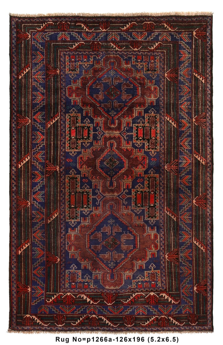 4.2 x 6.5 Handmade Wool Tribal Rug (1 of 8)