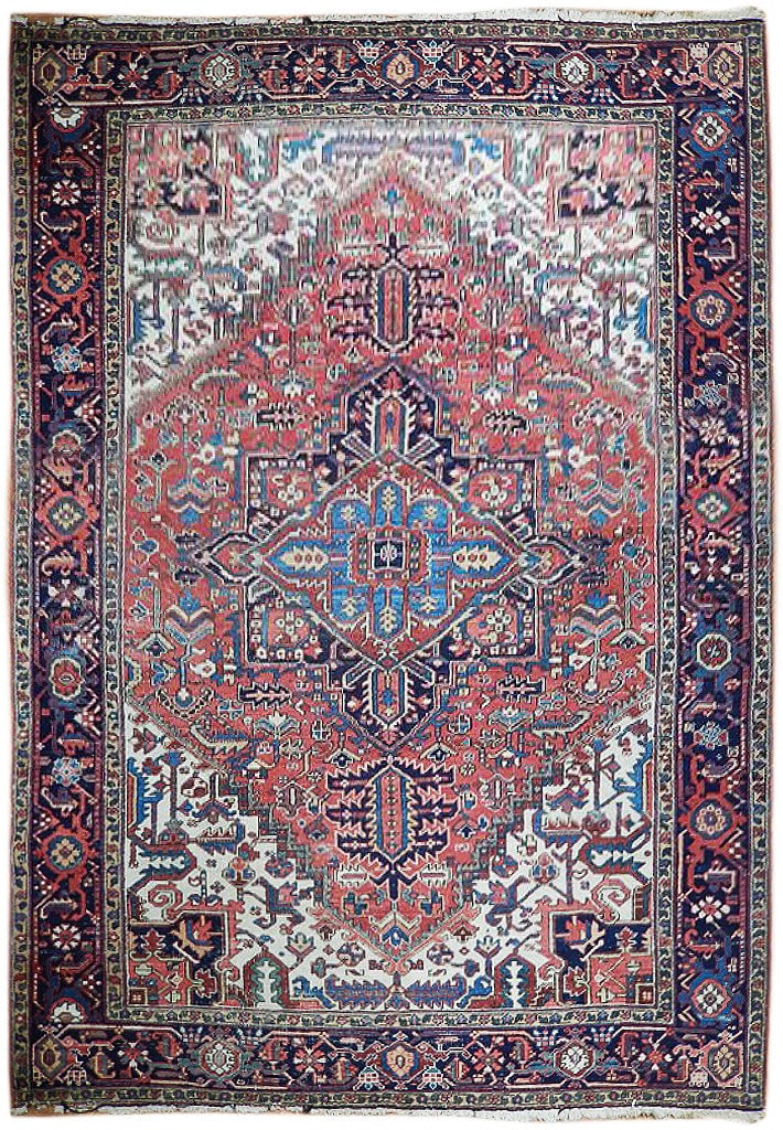 Antique Persian Heriz Rug 7'9 x 10'6 Handcrafted Silk-like Pile: Antique Persian Heriz Rug 7'9 x 10'6 Handcrafted Silk-like Pile Free continental US Shipping This exquisite Antique Persian Heriz Rug is handcrafted by skilled Persian artisans, showcasing traditional