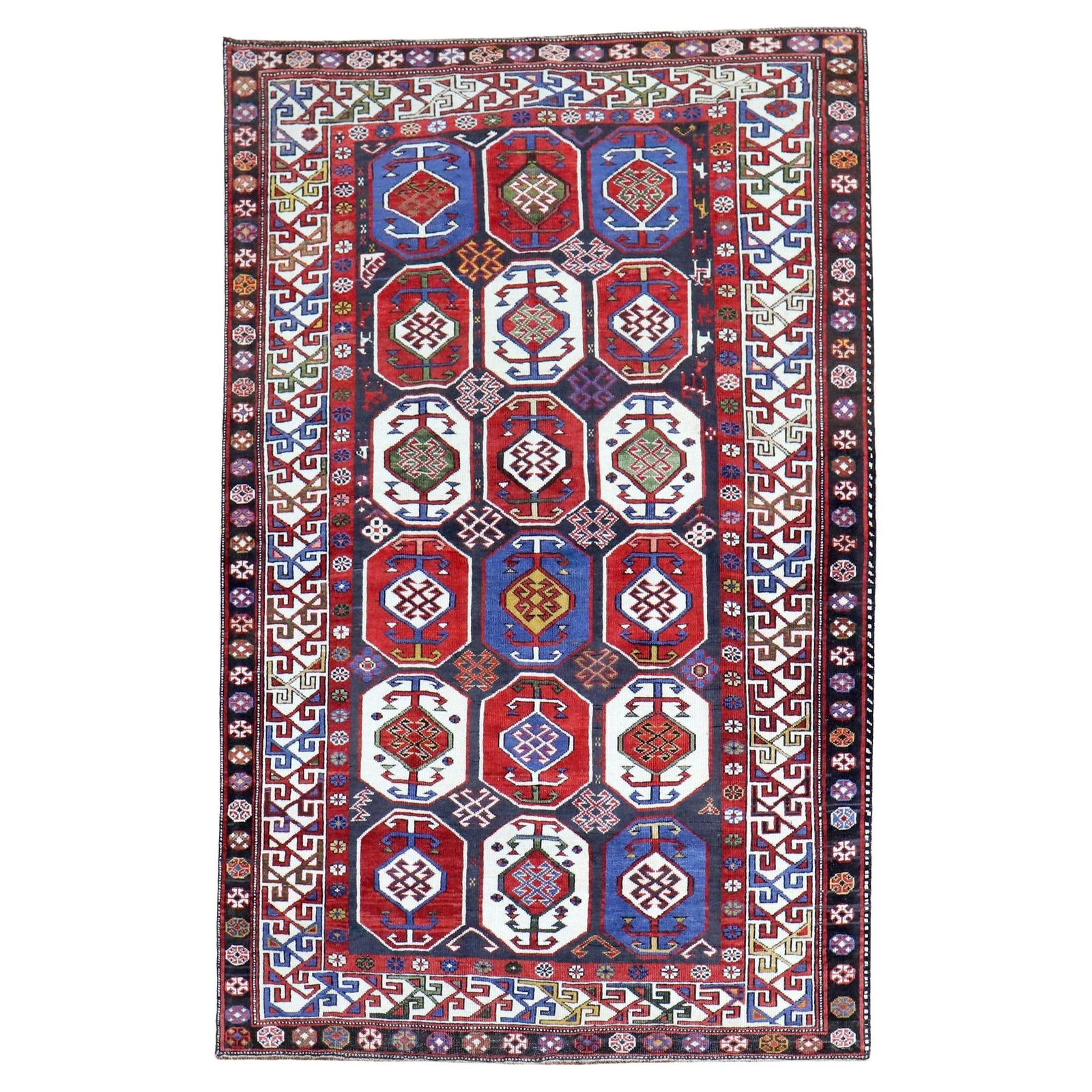 Zabihi Collection Vintage Kazak Shirvan Rug 47 x 70 Hand-Knotted Wool: Zabihi Collection Vintage Kazak Shirvan Rug 47 x 70 Hand-Knotted Wool Discover the exquisite Zabihi Collection Antique Shirvan Rug, a stunning piece that embodies the rich heritage of Caucasian crafts
