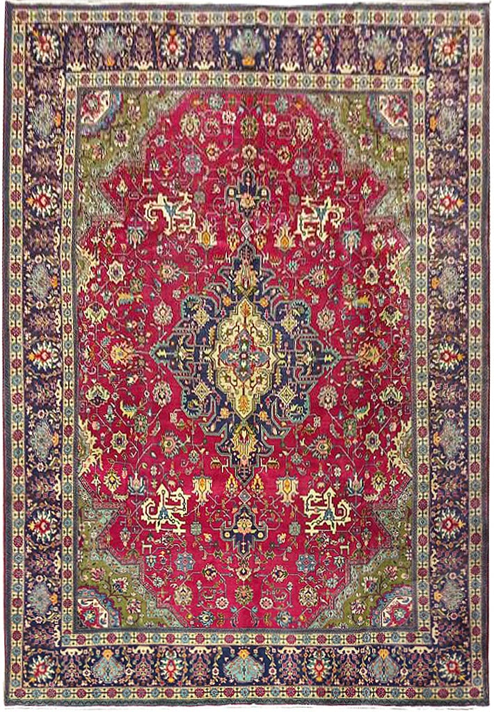 9.7 x 12.10 Semi-Antique Persian Tabriz Wool Area Rug: 9.7 x 12.10 Semi-Antique Persian Tabriz Wool Area Rug Free continental US Shipping Transform your living space with this stunning 9.7 x 12.10 Semi-Antique Persian Tabriz Wool Rug, expertly crafted by