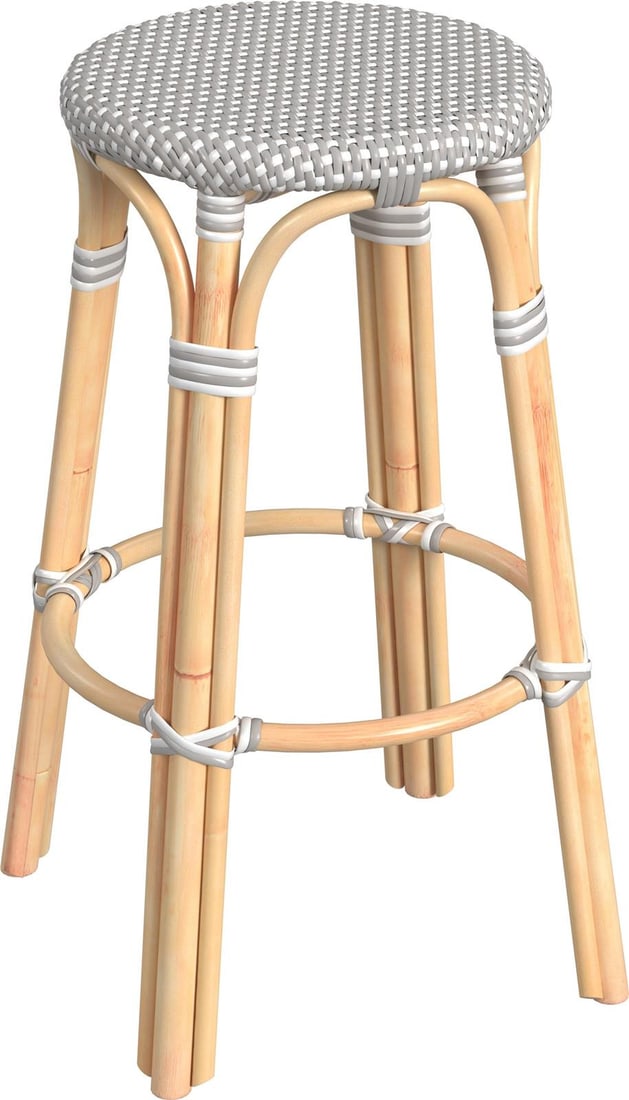 Butler Tobias Coastal Style Bar Stool Natural Rattan 30H: Butler Tobias Coastal Style Bar Stool Natural Rattan 30H Enhance your coastal decor with the Tobias Collection Bar Stool, featuring a sleek natural rattan frame that perfectly complements any beach-in