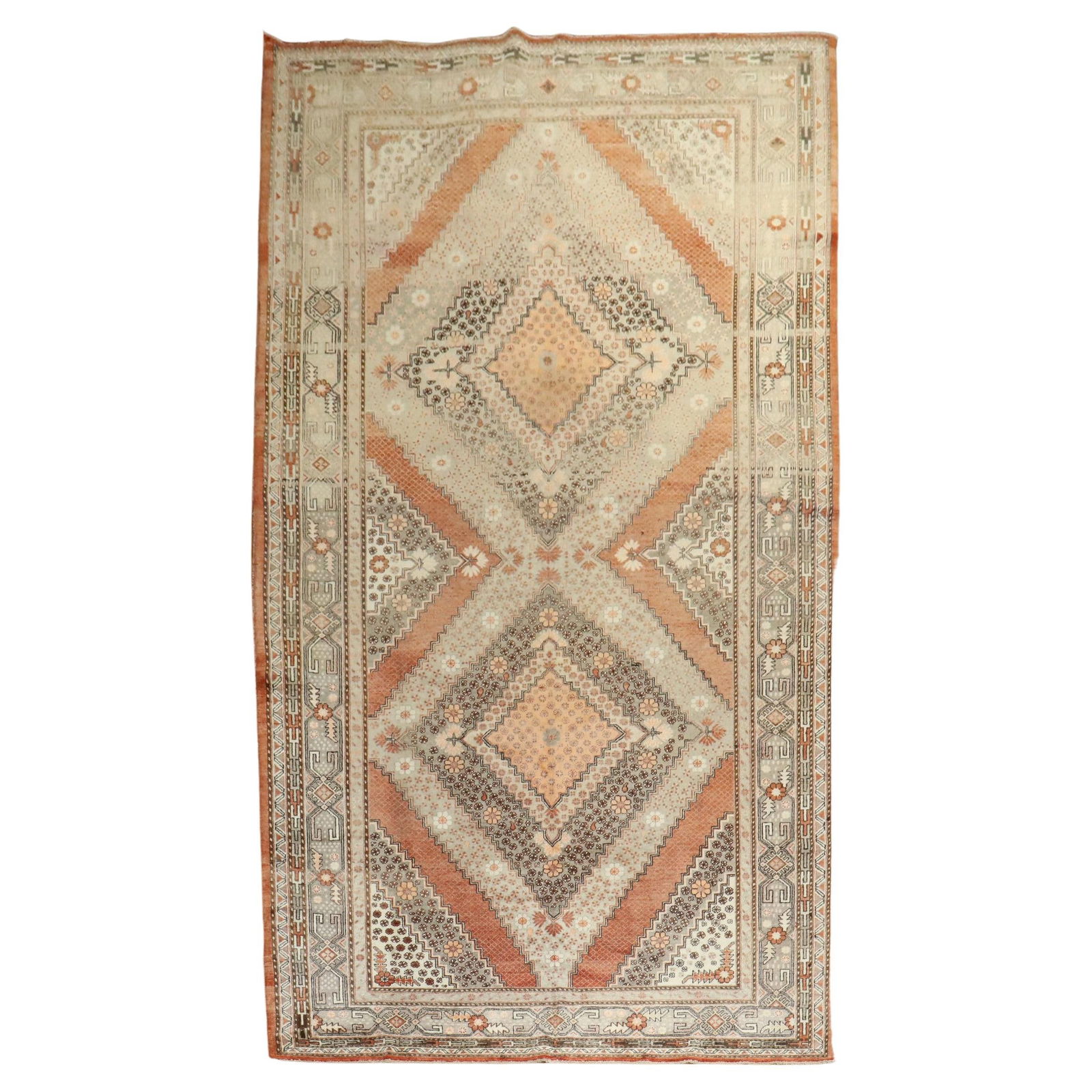 Zabihi Collection 20th Century Apricot Khotan Gallery Rug 84 x 162 Hand-Knotted Wool: Zabihi Collection 20th Century Apricot Khotan Gallery Rug 84 x 162 Hand-Knotted Wool Discover this stunning one-of-a-kind Khotan gallery rug, crafted from high-quality wool using traditional hand-knot