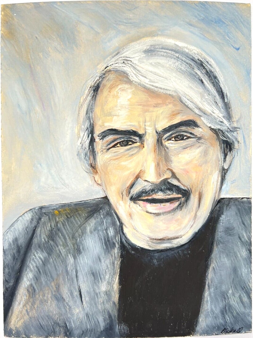 Gregory Peck Oil Painting by Elizabeth Schnell with COA: Gregory Peck Oil Painting by Elizabeth Schnell with COA This stunning oil on board painting captures the likeness of the iconic Gregory Peck, created by renowned artist Elizabeth Schnell. The artwork