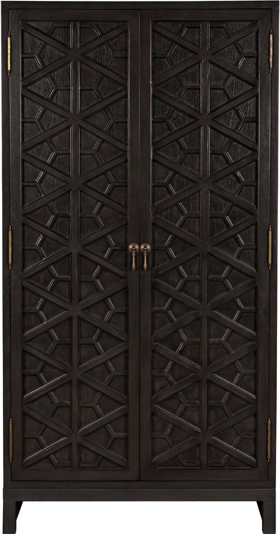 Elegant Maharadscha Hutch Indian Style Matte Black Brass Pulls: Elegant Maharadscha Hutch Indian Style Matte Black Brass Pulls Introducing the Traditional Style Maharadscha Hutch, a magnificent addition to any home. This hutch features a striking matte black base