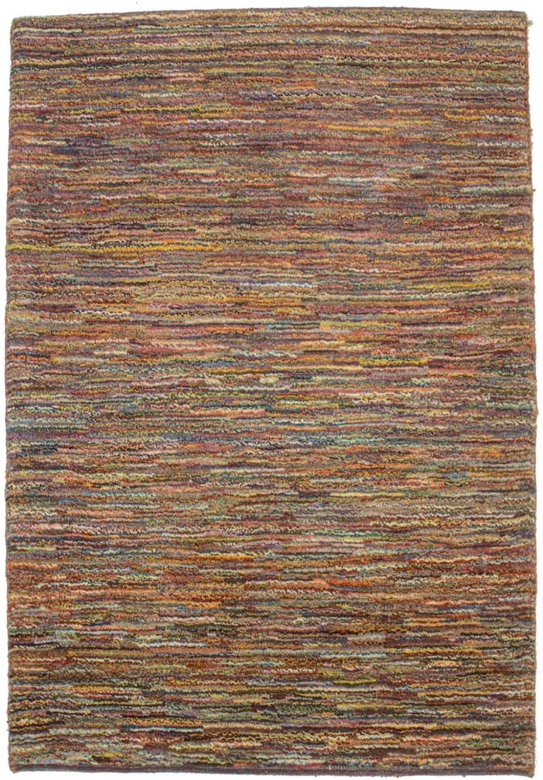 Hand-Knotted Wool Gabbeh Rug Multicolored Tribal 2'8 x 3'10 Modern Area Carpet: Hand-Knotted Wool Gabbeh Rug Multicolored Tribal 2'8 x 3'10 Modern Area Carpet This multicolored hand-knotted Gabbeh Oriental rug features a tribal striped design and modern aesthetic, making it ideal
