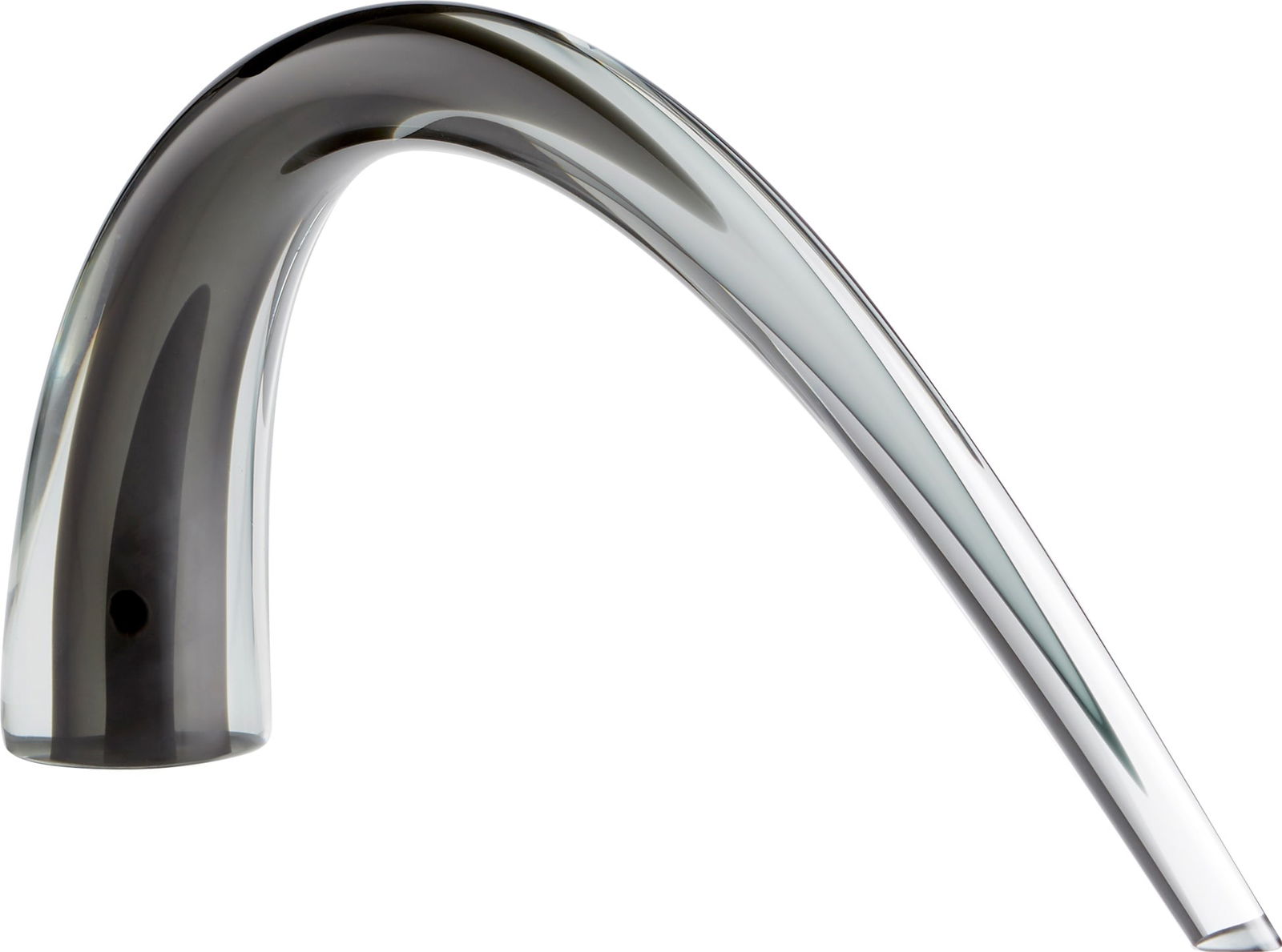 Cyan Hand-Blown Gray Glass Vault Sculpture 9.5H 22.25L 4.25D: Cyan Hand-Blown Gray Glass Vault Sculpture 9.5H 22.25L 4.25D Discover the contemporary charm of this captivating gray glass vault sculpture. Hand-blown from high-quality glass, this unique piece featu