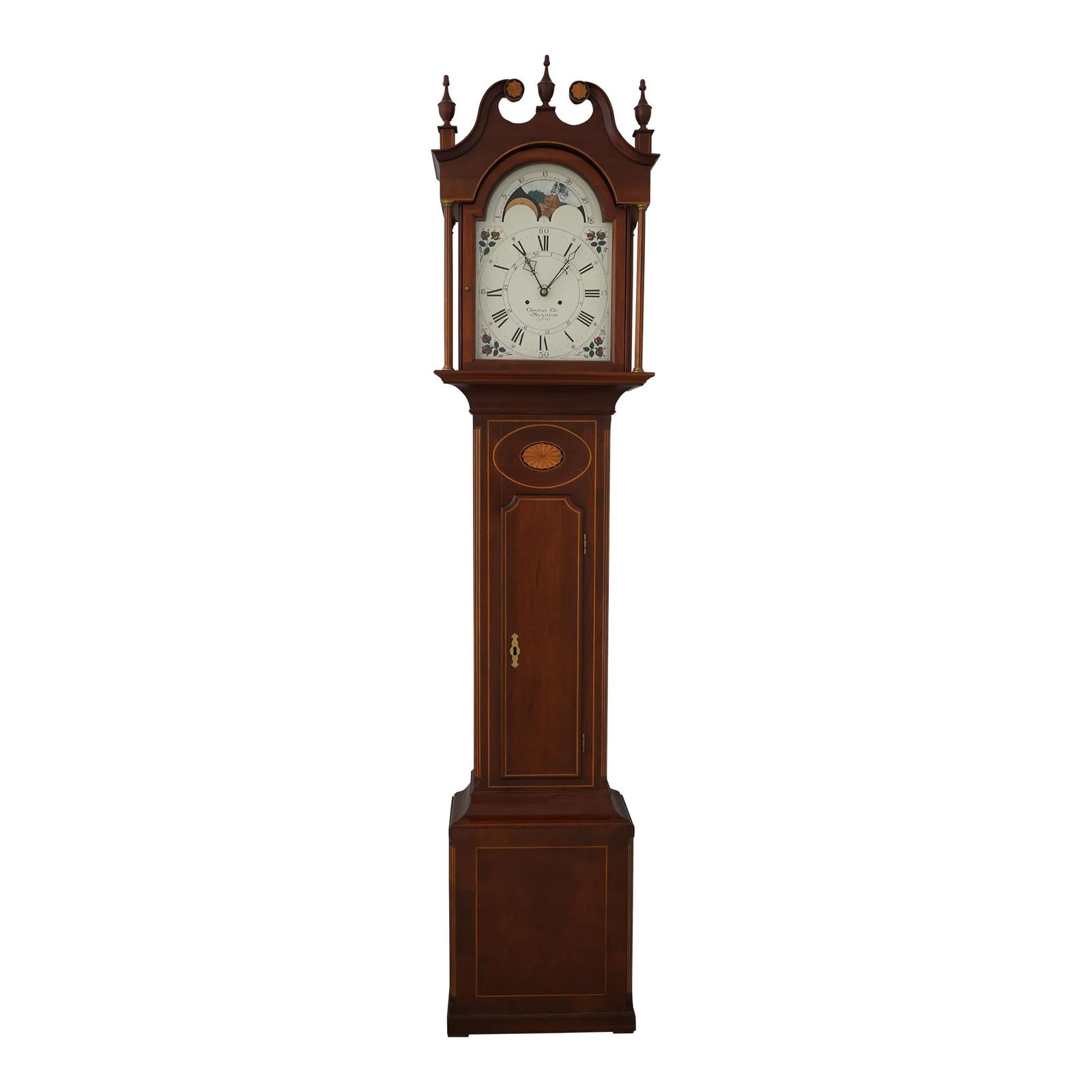 Christian Eby Inlaid Cherry Grandfather Clock 35 Years Old Double Weight Movement (1 of 10)