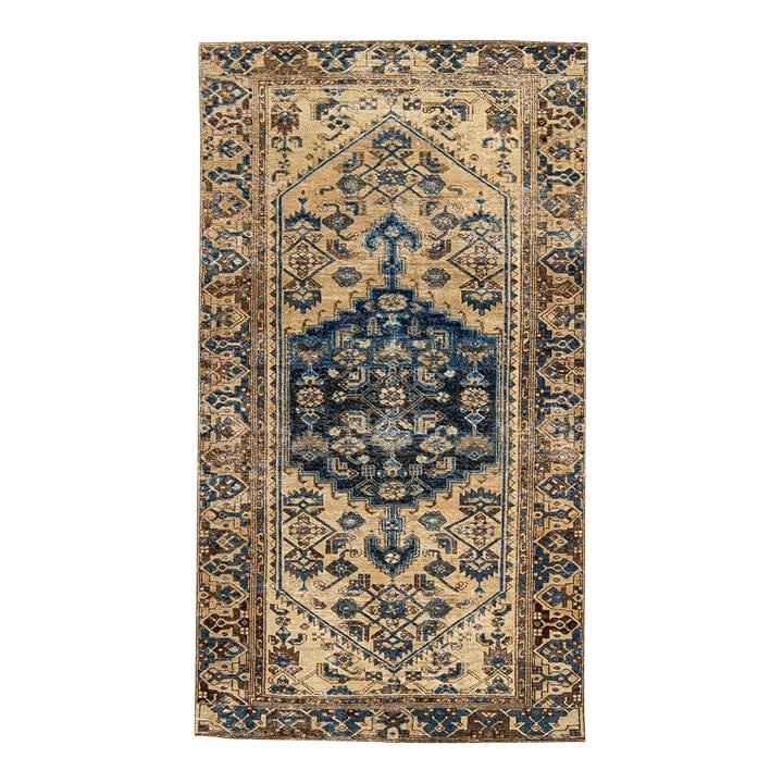 Vintage Hand-Knotted Wool Runner 3'11 x 7'11 Brown Medallion Design: Vintage Hand-Knotted Wool Runner 3'11 x 7'11 Brown Medallion Design Add a touch of elegance to your space with this beautiful vintage hand-knotted wool runner. Featuring a rich brown field, this runne