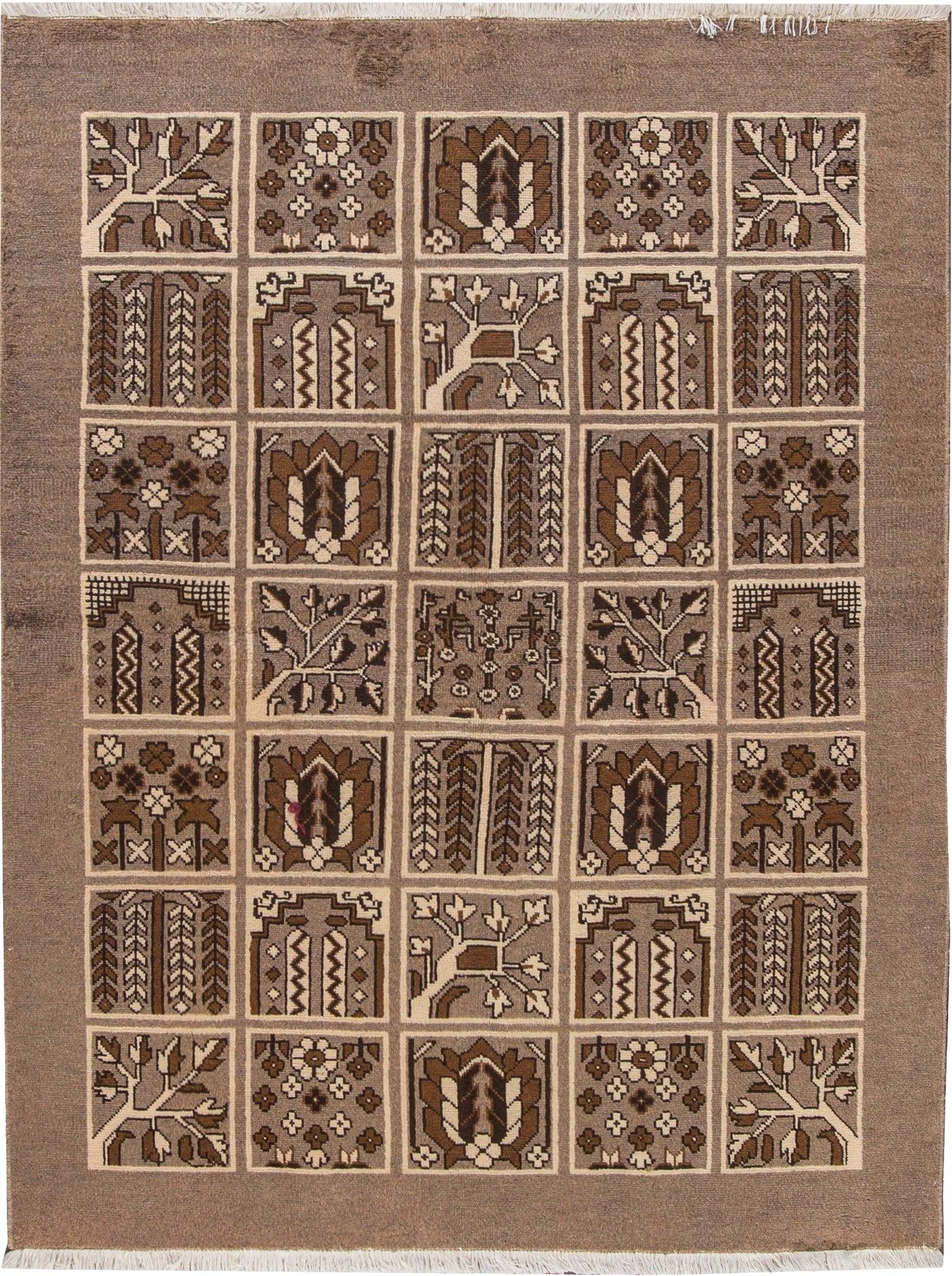 Brown Vintage Persian Handmade Wool Rug 4'8 x 6'5 Coffee Color: Brown Vintage Persian Handmade Wool Rug 4'8 x 6'5 Coffee Color Enhance your decor with this exquisite Vintage Persian Handmade Wool Rug. Featuring a warm brown field adorned with a beige allover geome