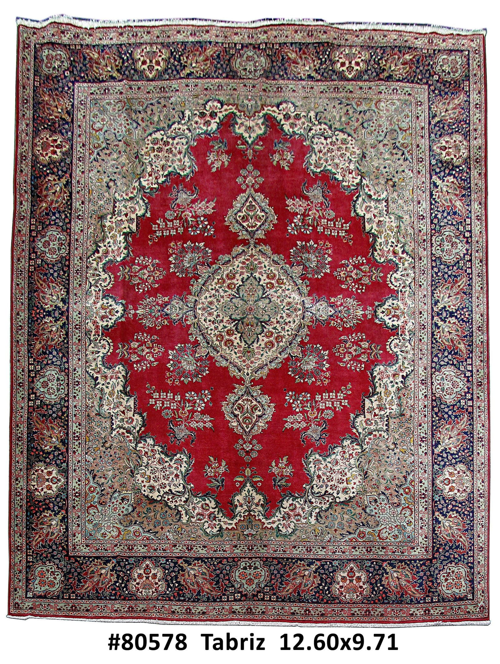 Handcrafted 9.9 x 12.7 Red Persian Tabriz Rug Artisanal Design: Handcrafted 9.9 x 12.7 Red Persian Tabriz Rug Artisanal Design Free continental US Shipping Experience the elegance of this handcrafted 9.9' x 12.7' Red Traditional Persian Tabriz Rug, meticulously cr