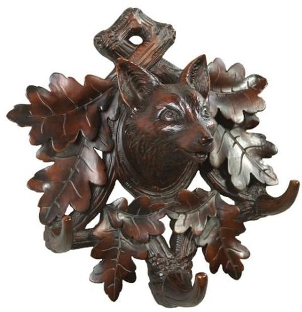 Lodge Style Chocolate Fox Head Wall Coat Rack 3 Hooks: Lodge Style Chocolate Fox Head Wall Coat Rack 3 Hooks Enhance your lodge decor with this charming Chocolate Fox Head Coat Rack. Expertly crafted, this wall-mounted coat rack features a beautifully car