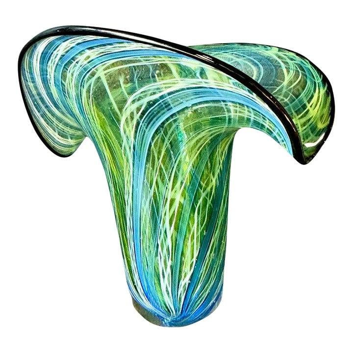 Vintage Boho Murano Inspired Art Glass Vase 13.75x9.5x11.75 (1 of 10)