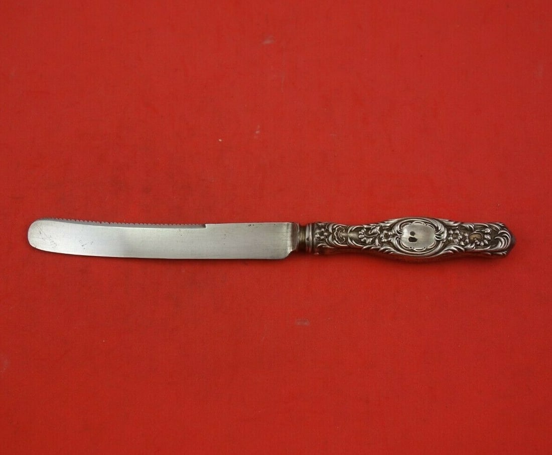 Whiting Dresden Sterling Silver Citrus Knife 7.5 Inch Vintage: Whiting Dresden Sterling Silver Citrus Knife 7.5 Inch Vintage This exquisite citrus knife features a sterling silver hollow handle complemented by a silverplate blade, crafted in the elegant Dresden p