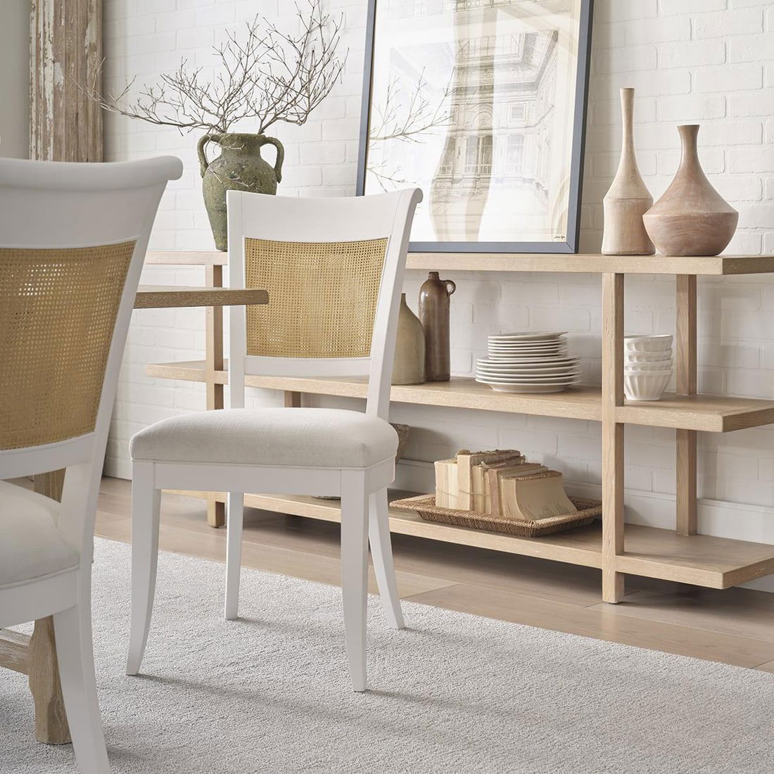 Woodbridge Tides Collection Alabaster Dining Chair 37H 18W 24D: Woodbridge Tides Collection Alabaster Dining Chair 37H 18W 24D Elevate your dining experience with the Alabaster Dining Chair from the Tides Collection. This stylish chair features a contemporary rect